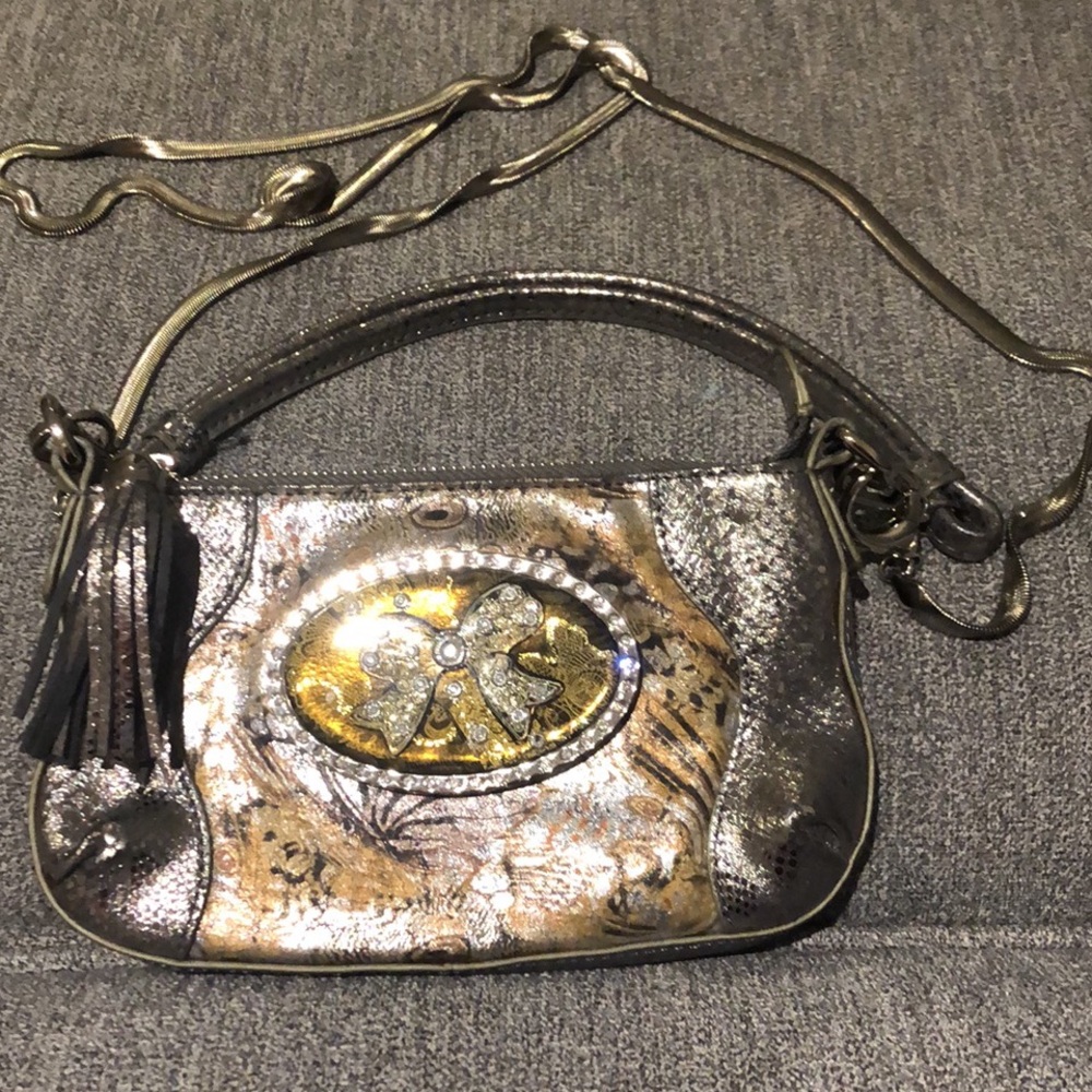 NWOT Silver/ Gold Embellished Shoulder/Crossbody Bag - Picture 2 of 12